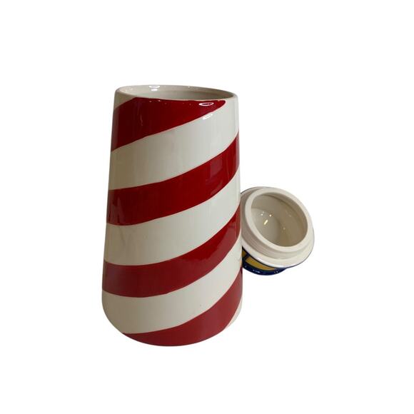 Cheryl's Ceramic Lidded Lighthouse Jar Open Windows 13 Inches Height - Picture 8 of 9